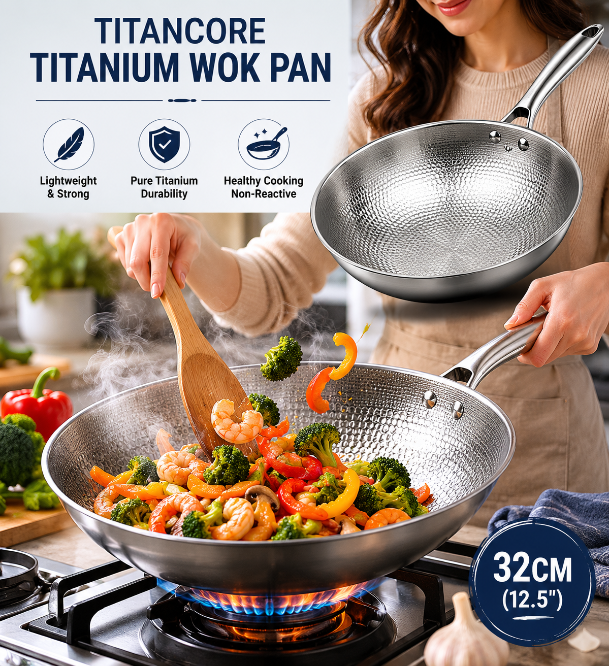 Titanium Wok Pan (32CM/12.5")