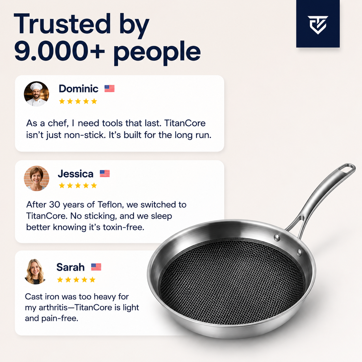 Titanium Fry Pan Pro® V2 | Perfect Non-Stick Cooking without Chemicals!