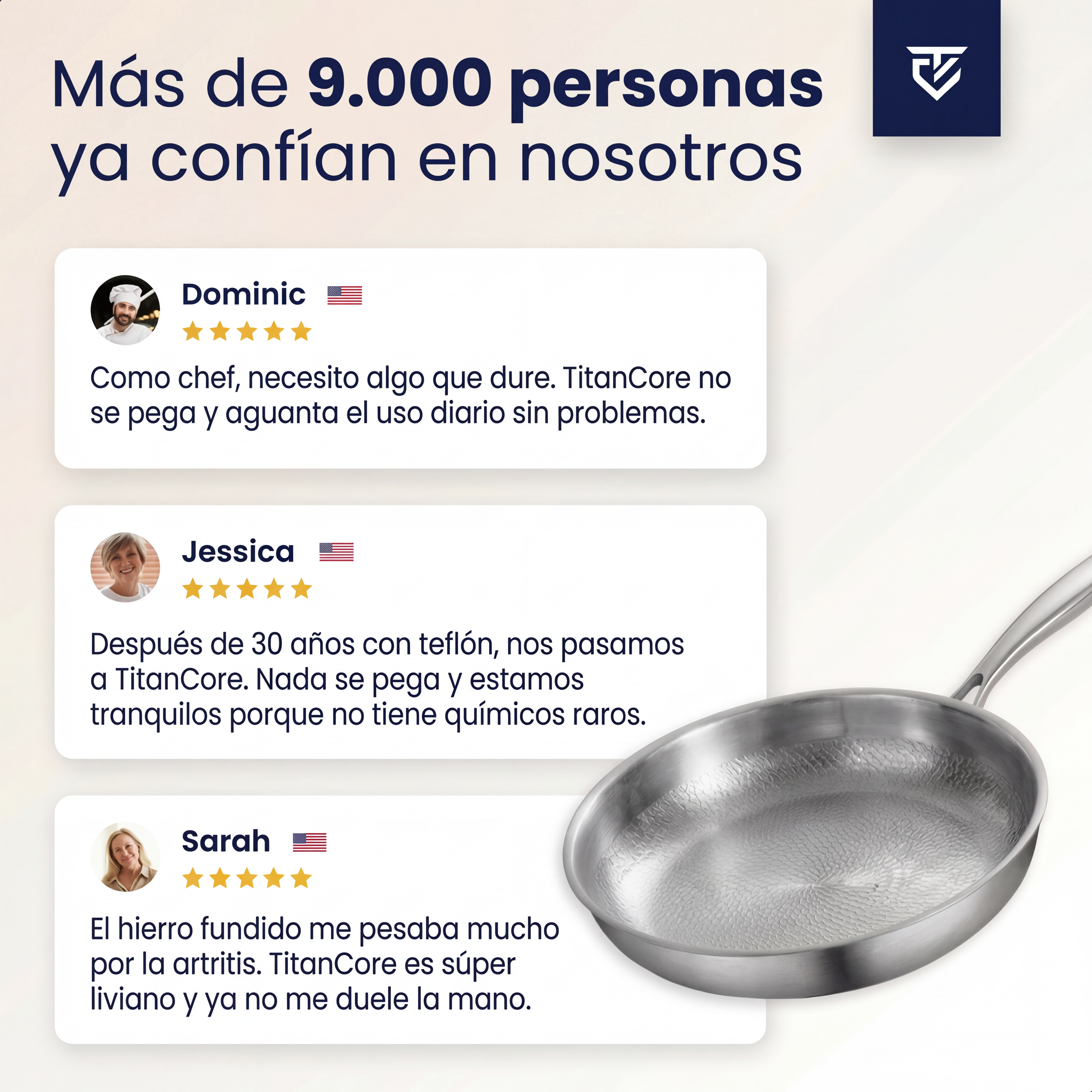 Sartén de Titanio Pro® | ¡Cocina Perfectamente Antiadherente sin Químicos Eternos!