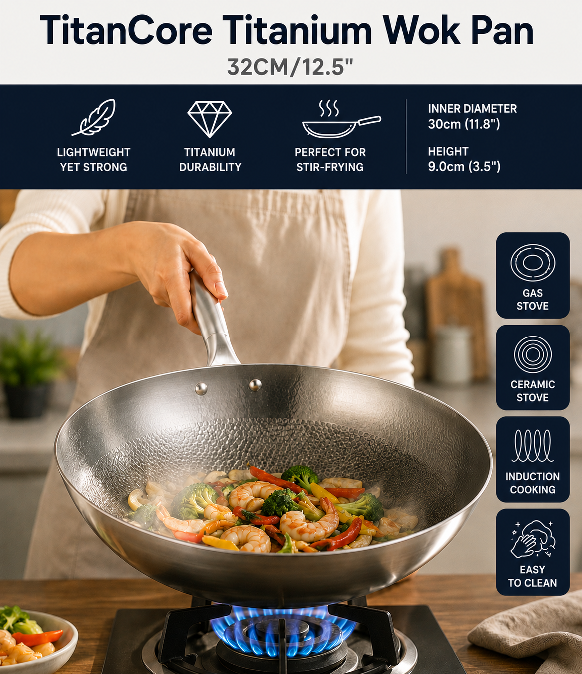 Titanium Wok Pan (32CM/12.5")
