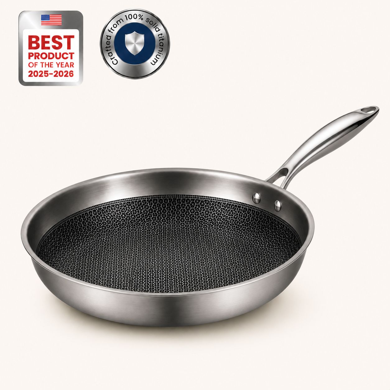 Titanium Fry Pan Pro® V2 | Perfect Honeycomb Non-Stick Cooking without Chemicals!