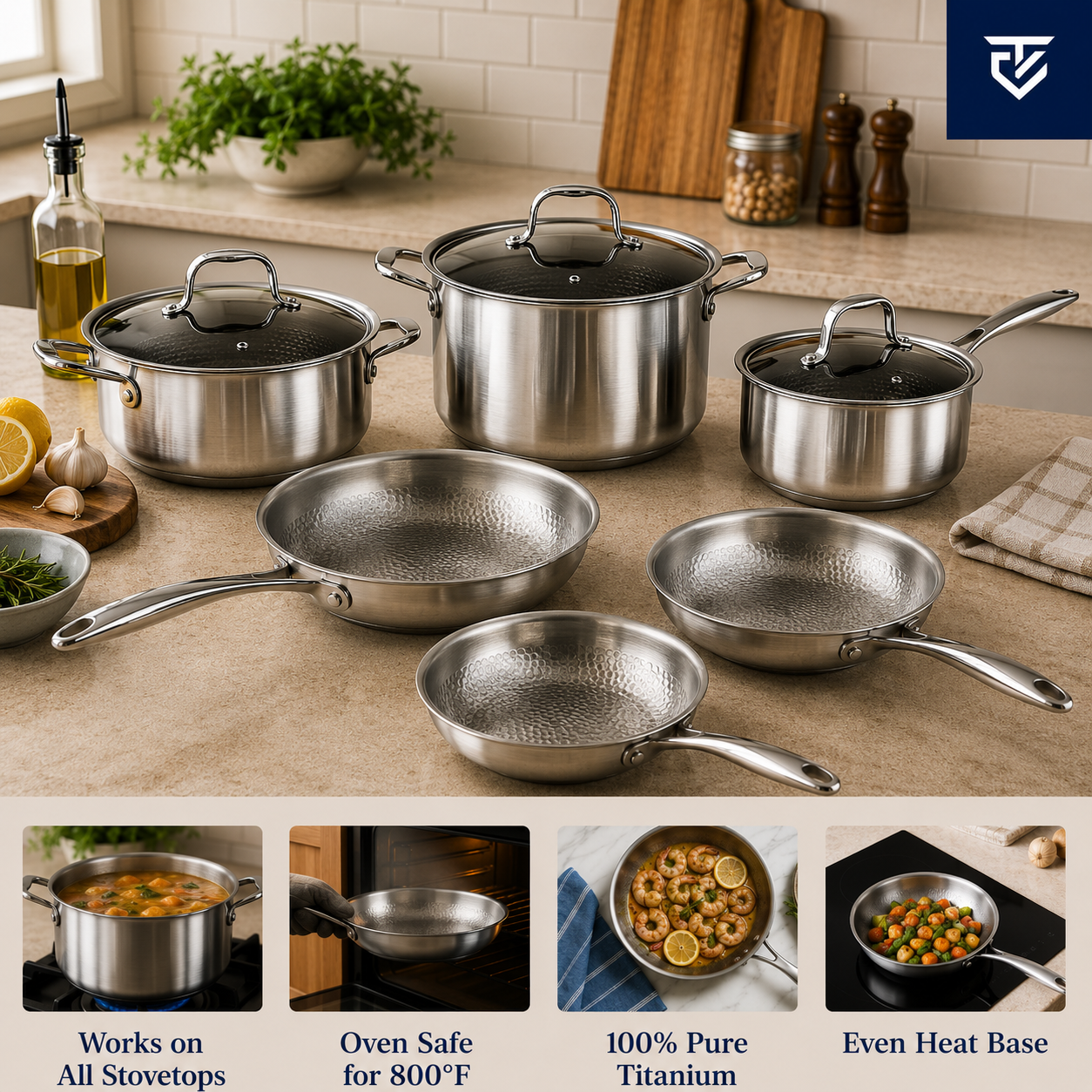 V2 Titanium Pots & Pans Set Pro