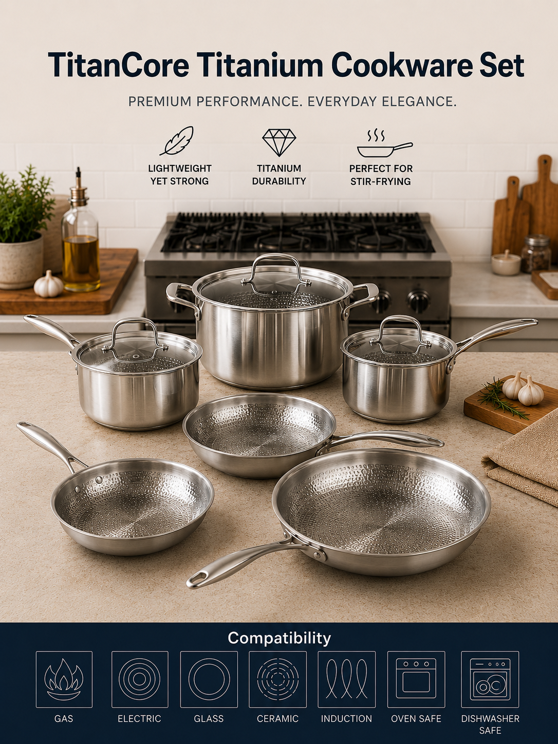 V2 Titanium Pots & Pans Set Pro