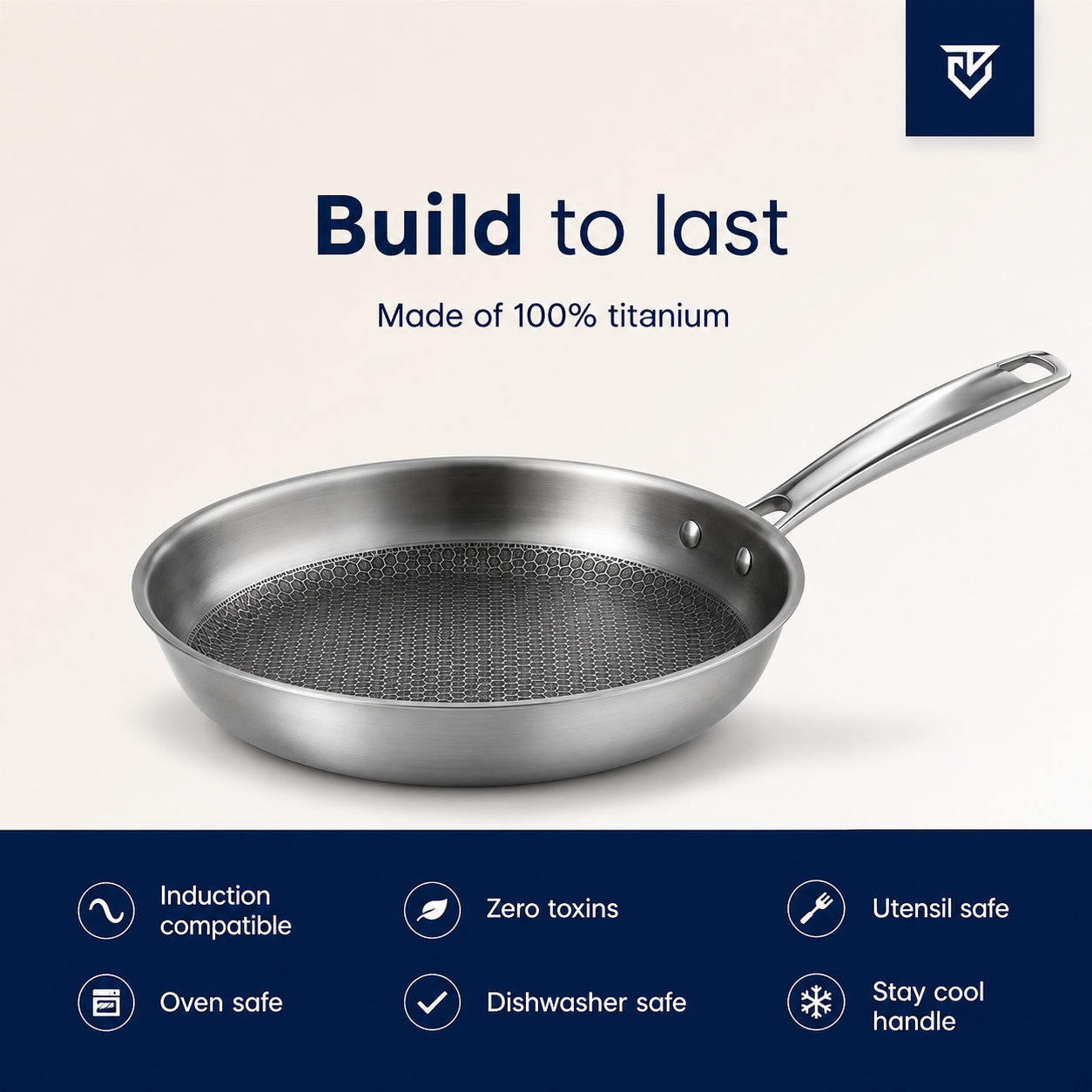Titanium Fry Pan Pro® V2 | Perfect Honeycomb Non-Stick Cooking without Chemicals!