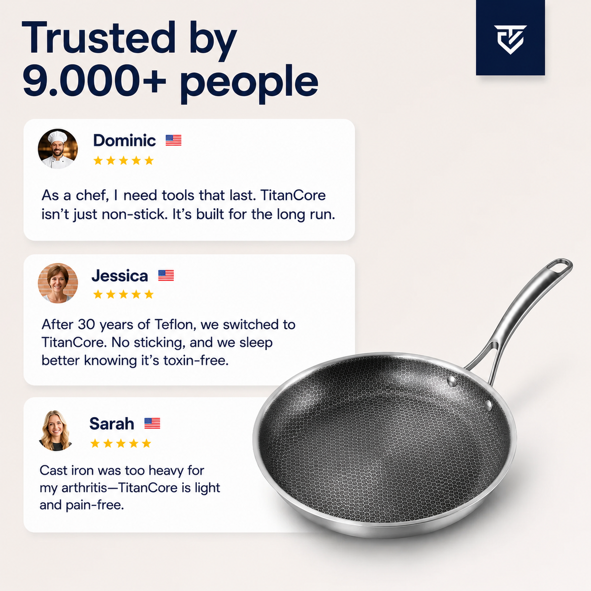 Titanium Fry Pan Pro® V2 | Perfect Non-Stick Cooking without Chemicals!