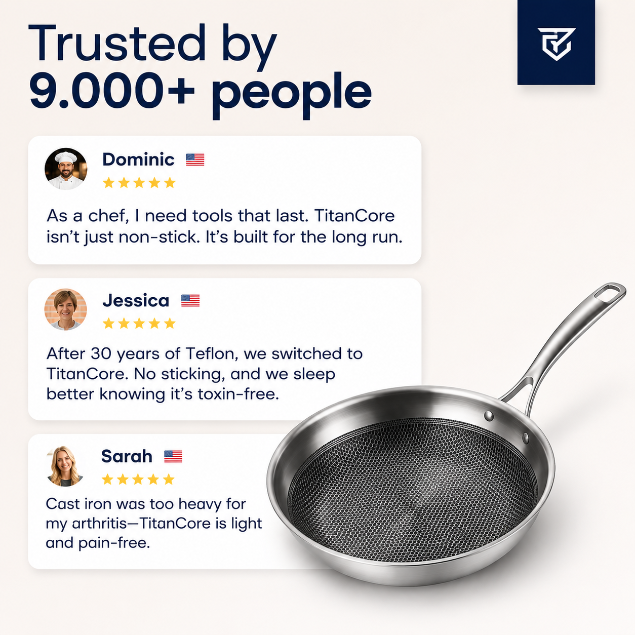 Titanium Fry Pan Pro® V2 | Perfect Honeycomb Non-Stick Cooking without Chemicals!